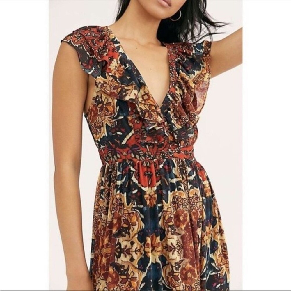 Free People Wear It Out Midi Dress in Black Motif 10 NWOT - Picture 10 of 10